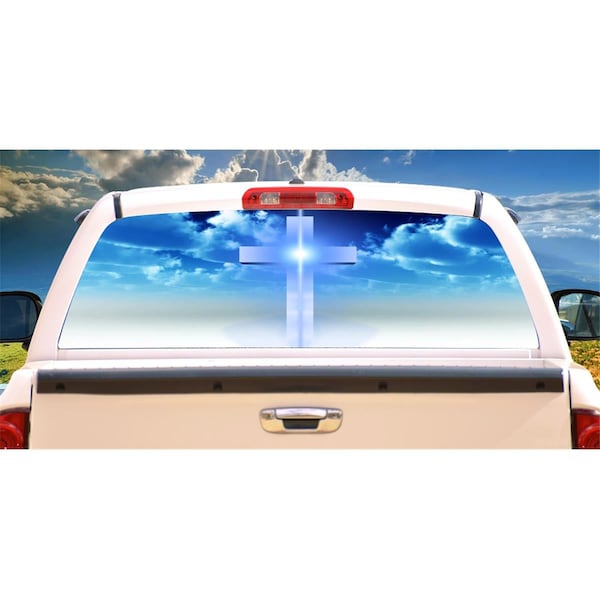 Entretenimiento Cross Rear Window Graphic Back Truck SUV Christian Church Car Decal EN2678462 - main